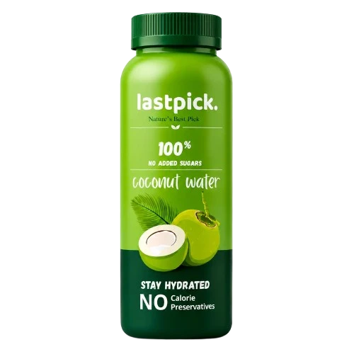 A premium studio shot of a LastPick Coconut Water bottle.